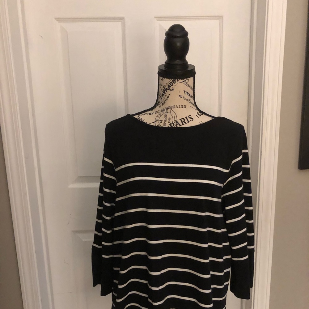 Black and Ivory Striped Tee